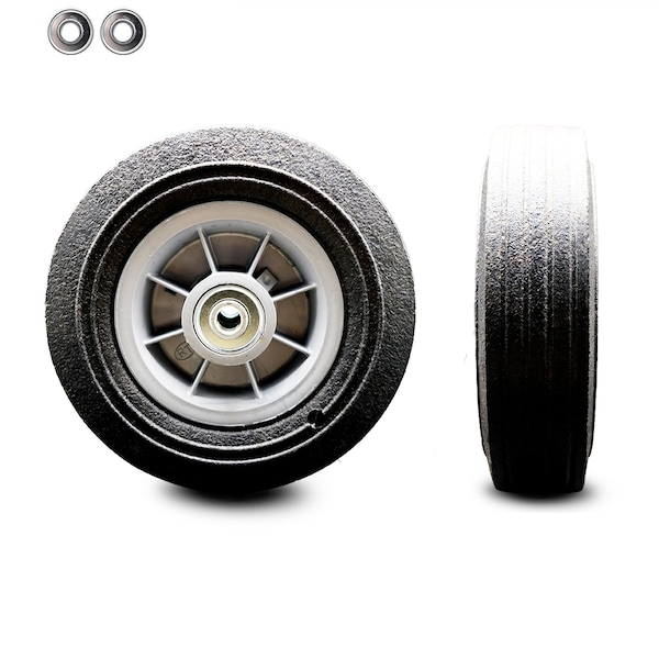 8" x 2.5" Flat Free Hand Truck Dolly Wheel Only w/2.5" Centered Hub&Ball Bearing